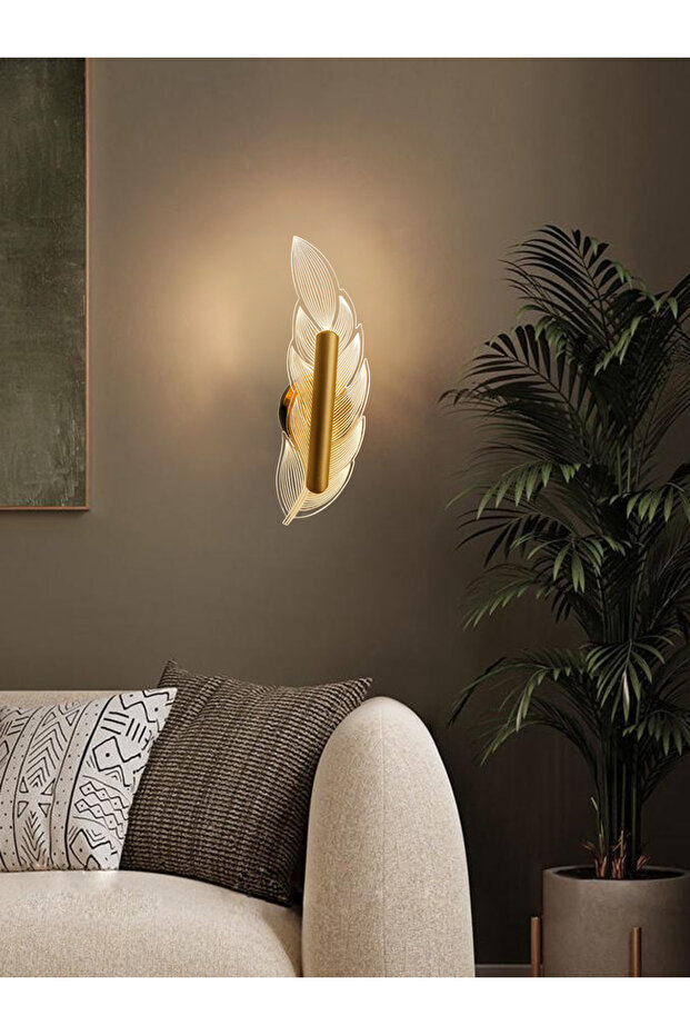 Modern Sirius Yaprak Duvar Aplik Gold Sarı Gövde Elektrikli Aplik - 2