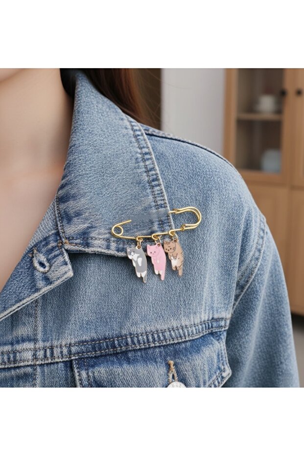 Kişiselleştirilebilir Sevimli Kedi Broş Yaka İğnesi - 2