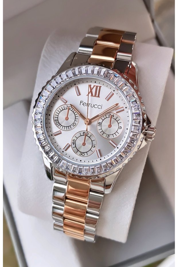 Women's Wristwatch Silver Rose Steel Case Steel Band Original Gift with Bracelet
