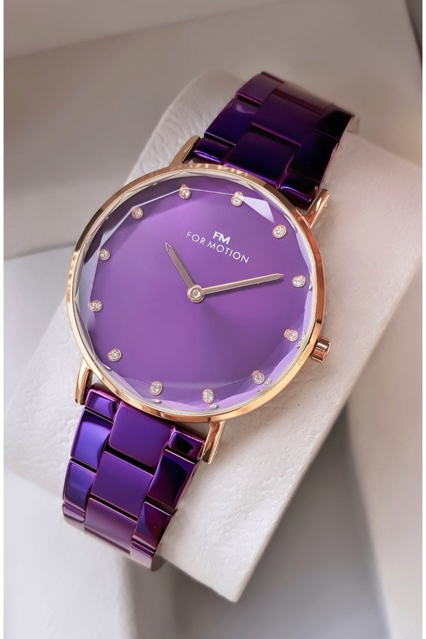 Women's Wristwatch Purple Steel Strap Stone Dial Original Waterproof 2 Years Warranty Gift Boxed