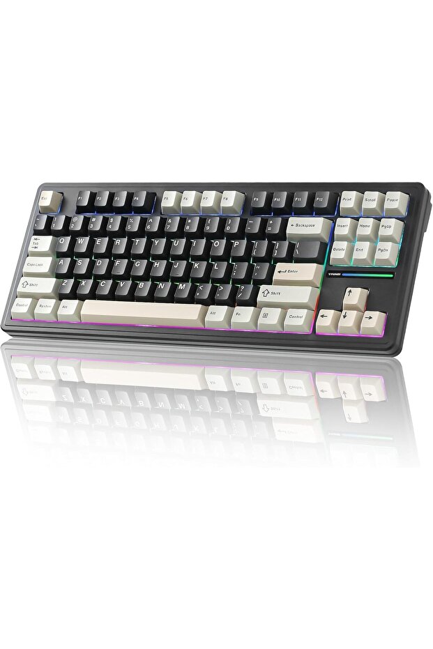 YZ87 Wireless Mechanical Gaming Keyboard, Hot Swappable TKL Keyboard with 4 Layers Padding, B - 1
