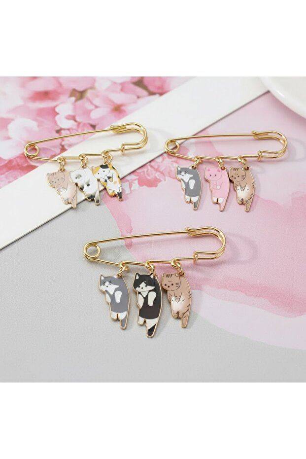 Kişiselleştirilebilir Sevimli Kedi Broş Yaka İğnesi - 1