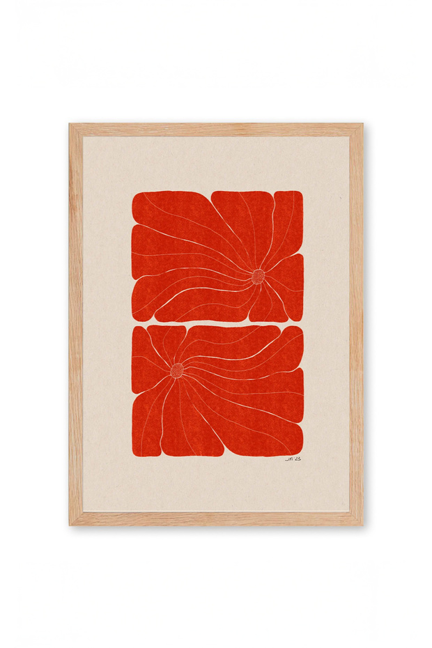 Tangerine Flow Poster - Doğal Ahşap Çerçeveli Tablo - 3