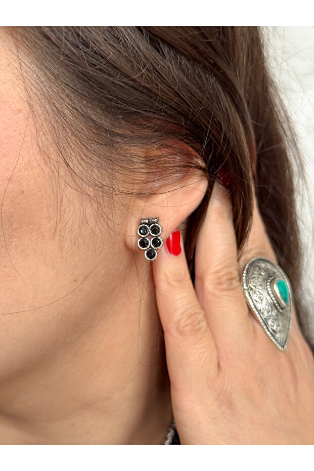 Zarif Siyah Hint Kolye Seti - 3