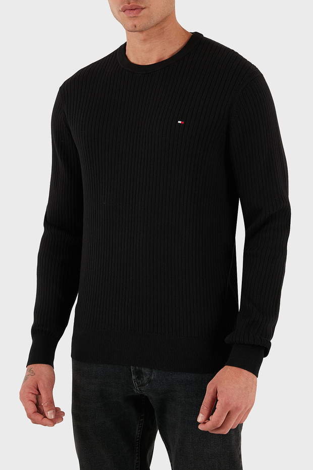 Pamuk ve Kaşmir Karışımlı Regular Fit Bisiklet Yaka Kazak Erkek KAZAK MW0MW40449 BDS - 1