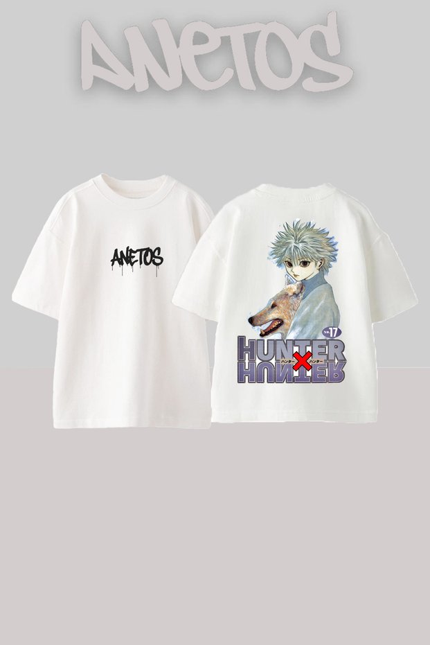 Hunterxhunter 2 Design Back Printed Cotton White Oversize T-Shirt