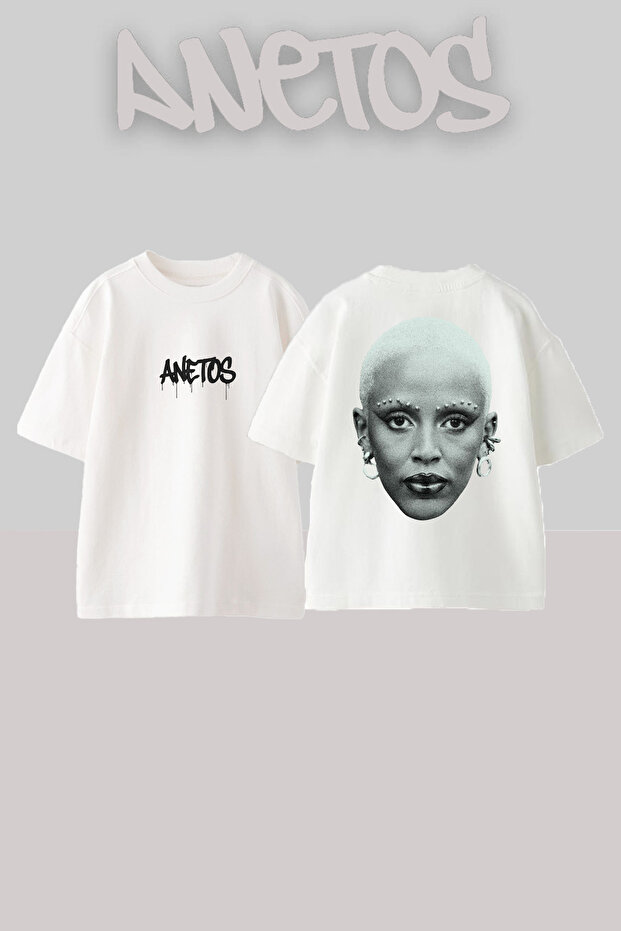 تي شيرت Doja Cat 2 ذو تصميم مطبوع على الظهر من القطن الأبيض مقاس كبير