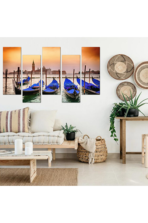 Wall panel - Boats - 1502 - Divided into five graduated pieces - 2