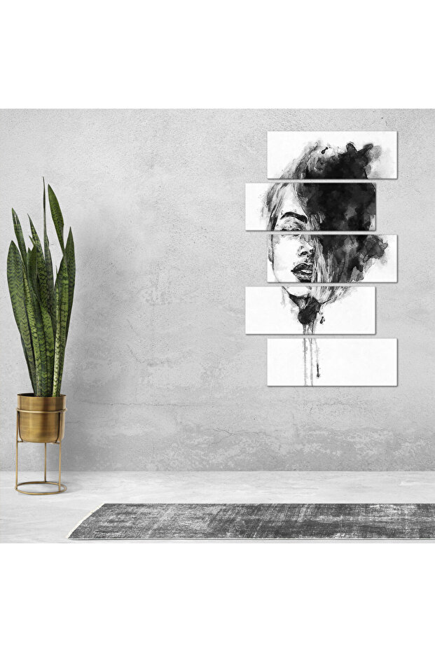 Wall panel - Woman drawing - 300936 - divided into five graduated pieces - 2