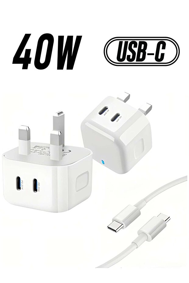 Dual Type C Charger 40W - Fast Charging phone Adapter for android, iphone16 Pro max/iPhone