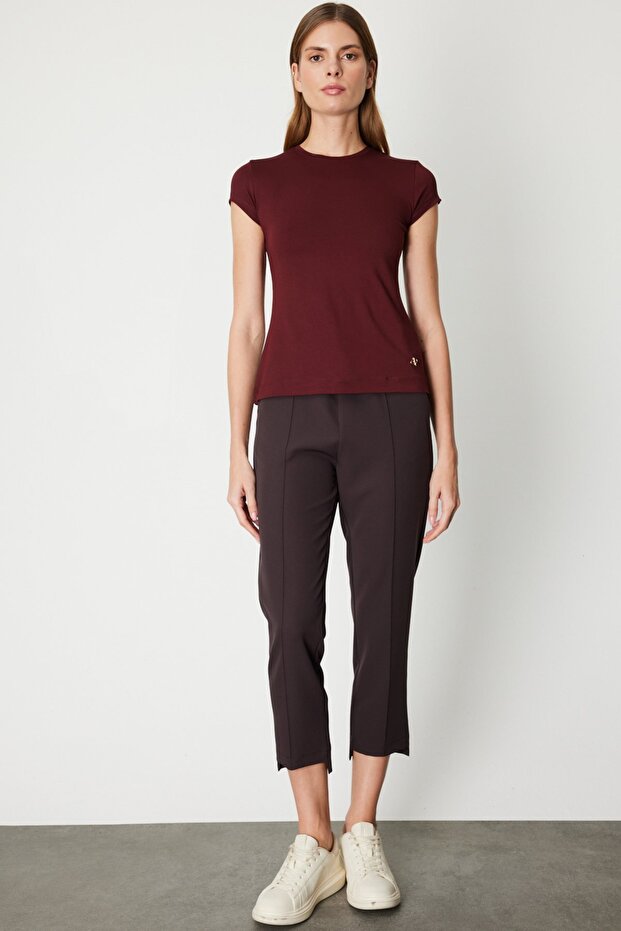 Sıfır Yaka Ay Kol Basic Bluz - 3