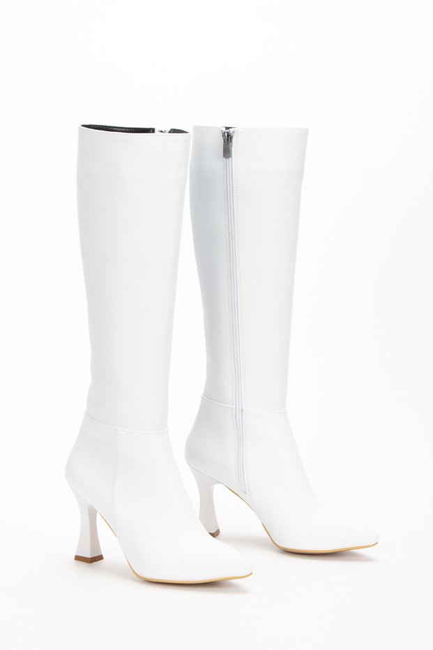 Women's Knee-High Pointed Toe Thin Heeled Zippered Boots