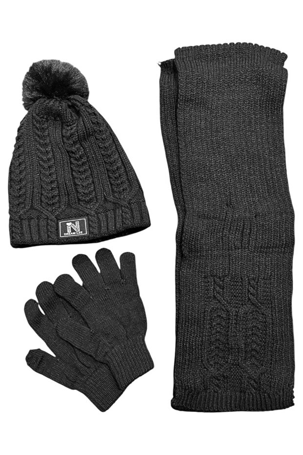9-15 Years Old Girl Scarf Beret Glove 3 Piece Set