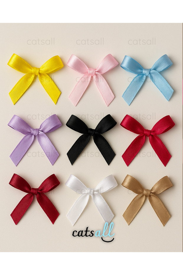 Handmade 15-Piece Satin Ribbon Bow 1 cm - 9 Colors