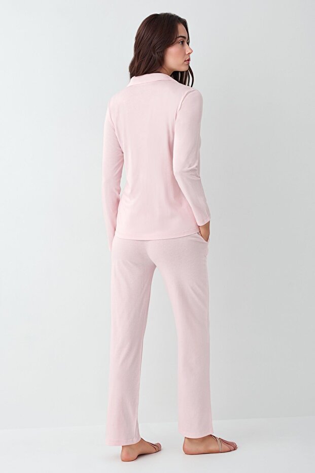 Kadın Modal Pamuklu Pijama Takımı Çorap Hediyeli QP9K1R1K5R - 4