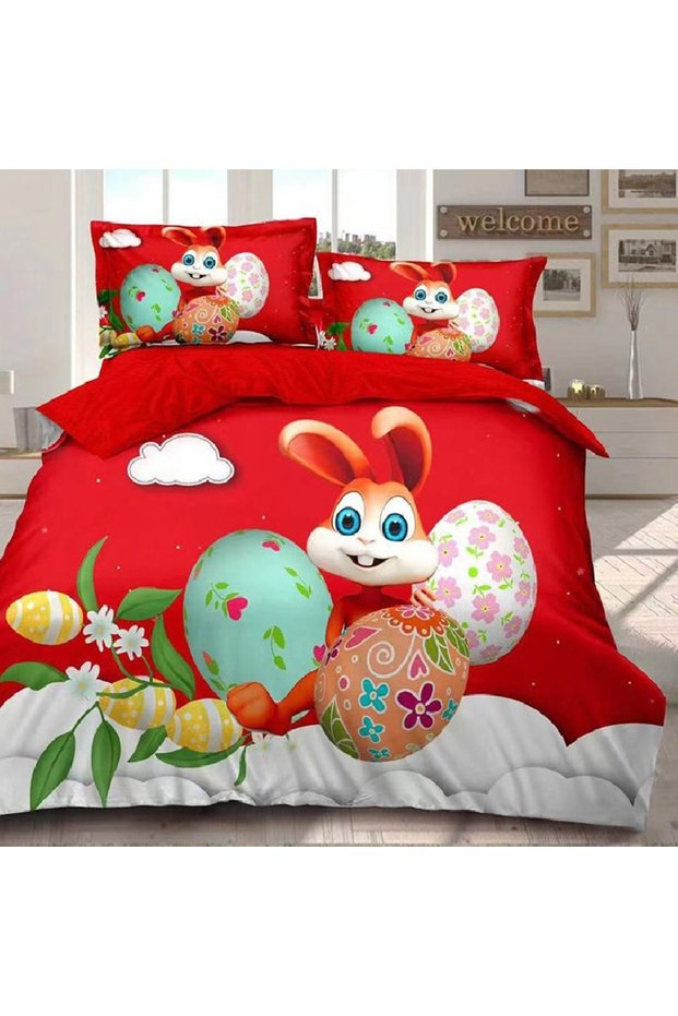 Double Bed Linen Easter V13 6 Pieces, Fine