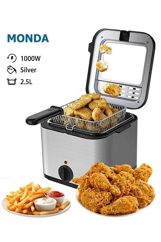 Deep Fryer with Basket, Small Electric Fryer for Home Use, 2.5 Liter Capacity Lid with Display - 1