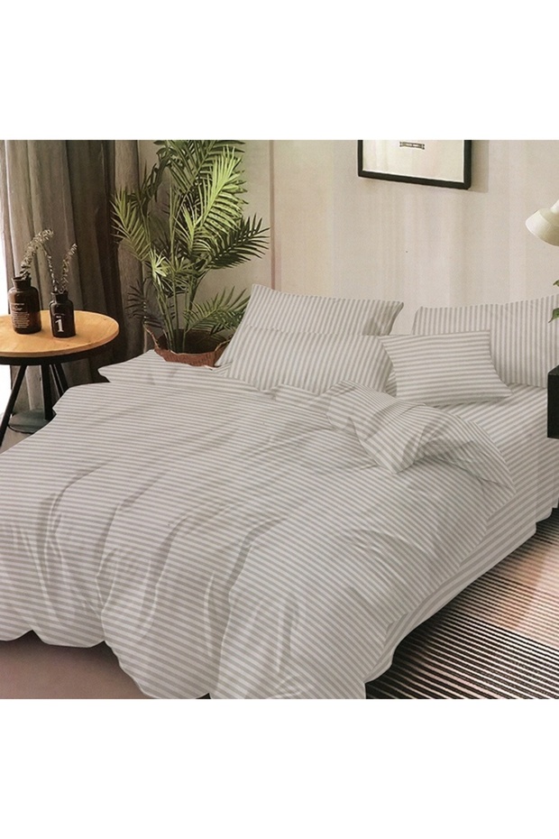 Double Damask Elden Gray Bed Linen, Finet