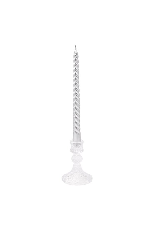 Decorative Candlestick Transparent Glass Diamond Pattern Ø7.5x10.5cm - 2