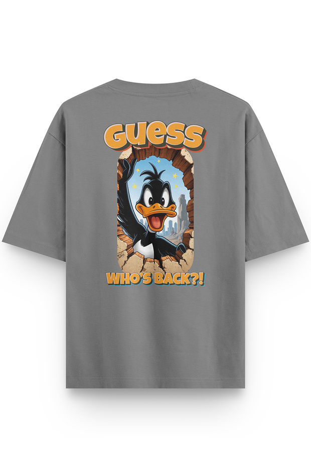 Duck Back Printed Half Oversized Gray Tshirt 1393