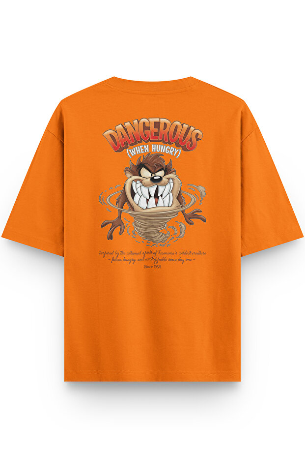 Monster Back Printed Half Oversized Orange Tshirt 1392