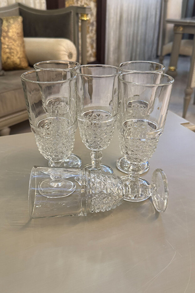 Royal Collection 220 ml Ayaklı Cam Bardak 6’lı – Lüks Tasarım, Şık Görünüm - 4