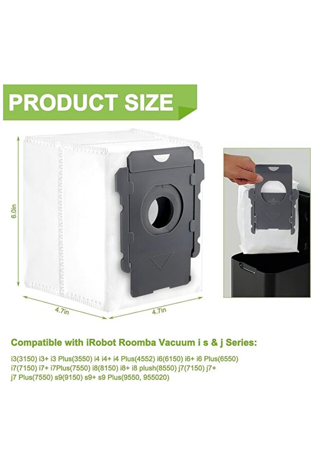 Dust Bag Replacement Set for Irobot Roomba E & İ Series I7+ I3+ I4+I6+I8+ J7+/Plus,E5 E6 E7-3 Pieces - 4
