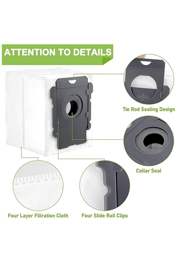 Dust Bag Replacement Set for Irobot Roomba E & İ Series I7+ I3+ I4+I6+I8+ J7+/Plus,E5 E6 E7-3 Pieces - 5
