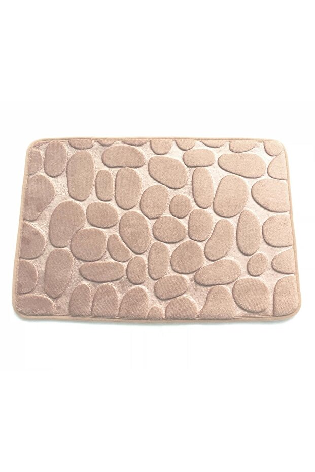 Bathroom carpet 3D pattern, beige, 60x40 cm, soft texture, non-slip - 2