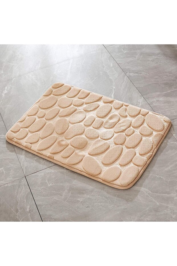 Bathroom carpet 3D pattern, beige, 60x40 cm, soft texture, non-slip - 7