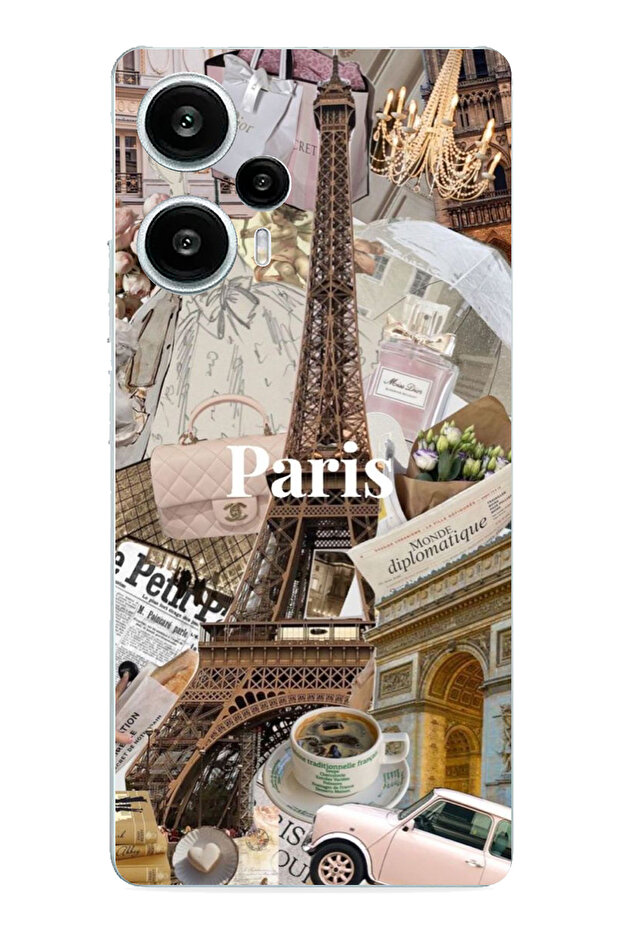Poco F5 Compatible Paris Collage Printed Silicone Case - 1