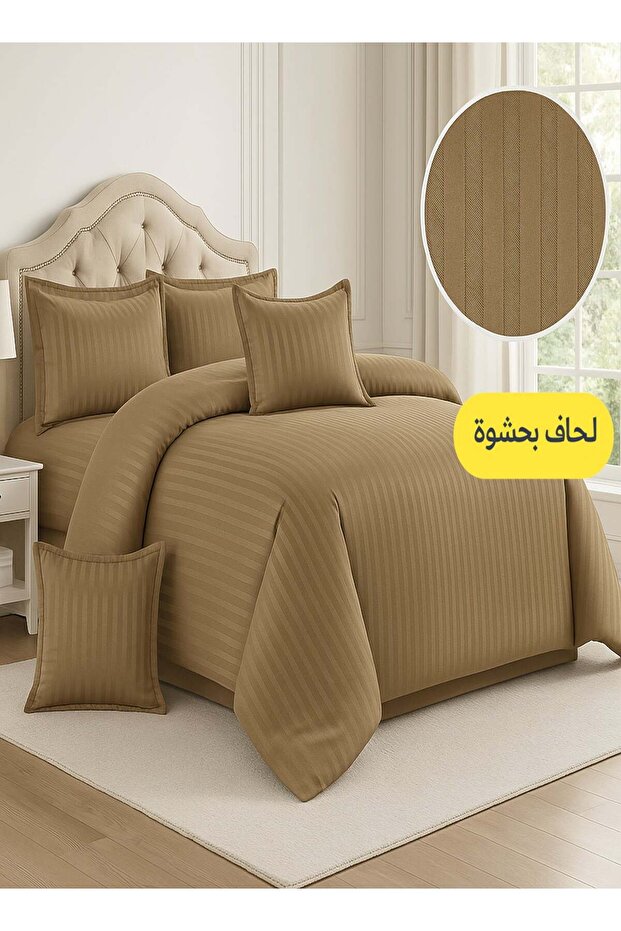 طقم أغطية سرير فردية بتصميم فندقي من ميجا مون، 5 قطع، بحشوة قابلة للإزالة - مصنوع من الألياف الدقيقة الناعمة