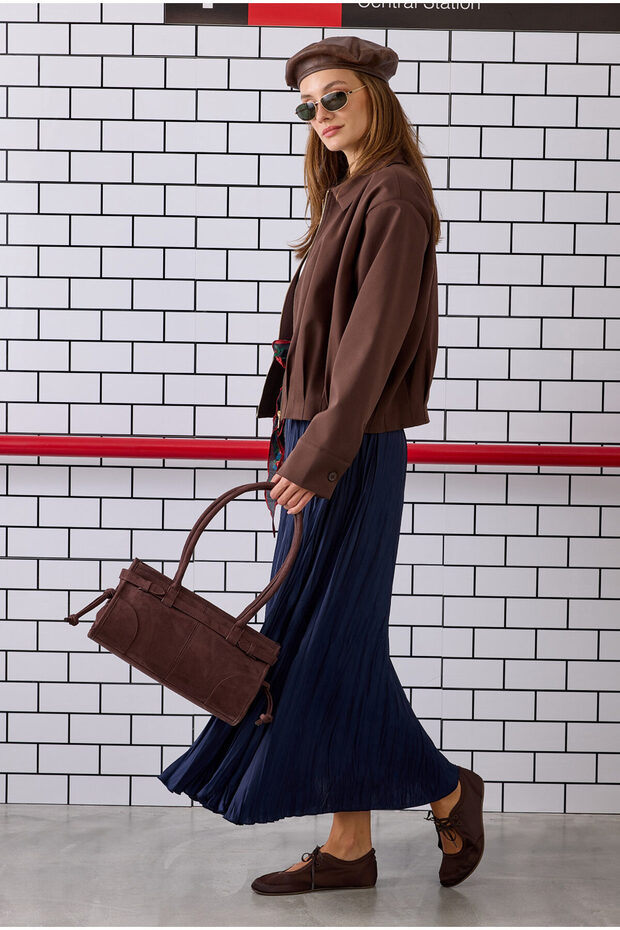 Piliseli Kraş Etek Gece Mavi - 3