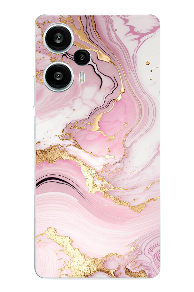 حافظة سيليكون مطبوعة بالرخام الوردي المتوافقة مع POCO F5 - 1