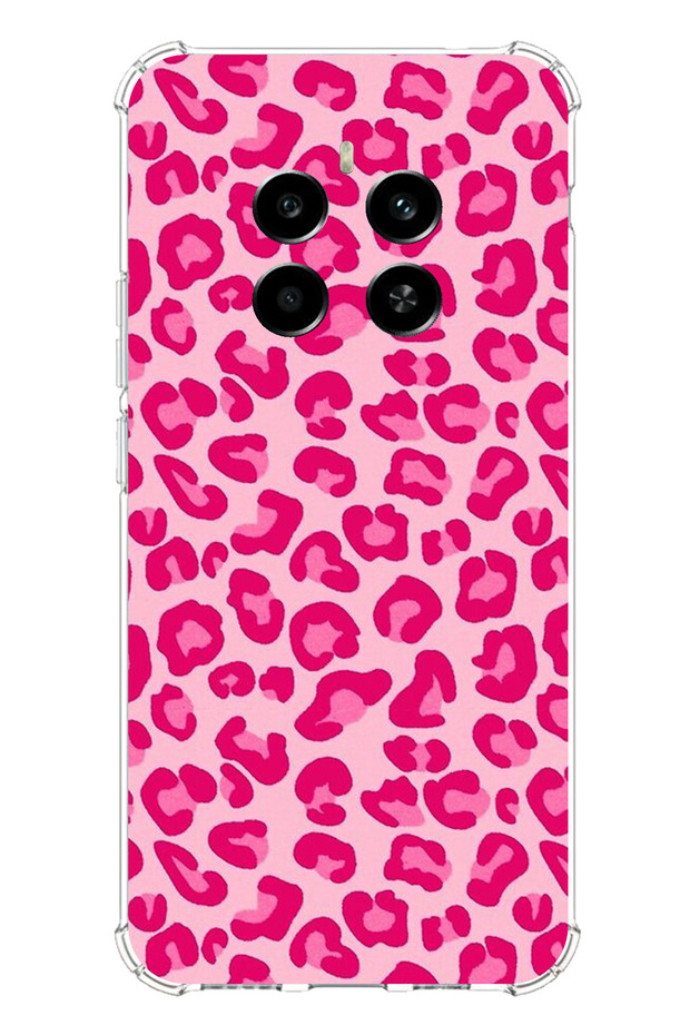 Realme 12 4g Compatible Pink Leopard Design Printed Silicone Case