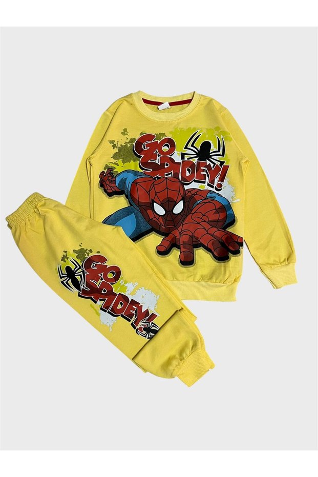 Boy's Cotton Yellow Color Long Sleeve Seasonal Pajama Set