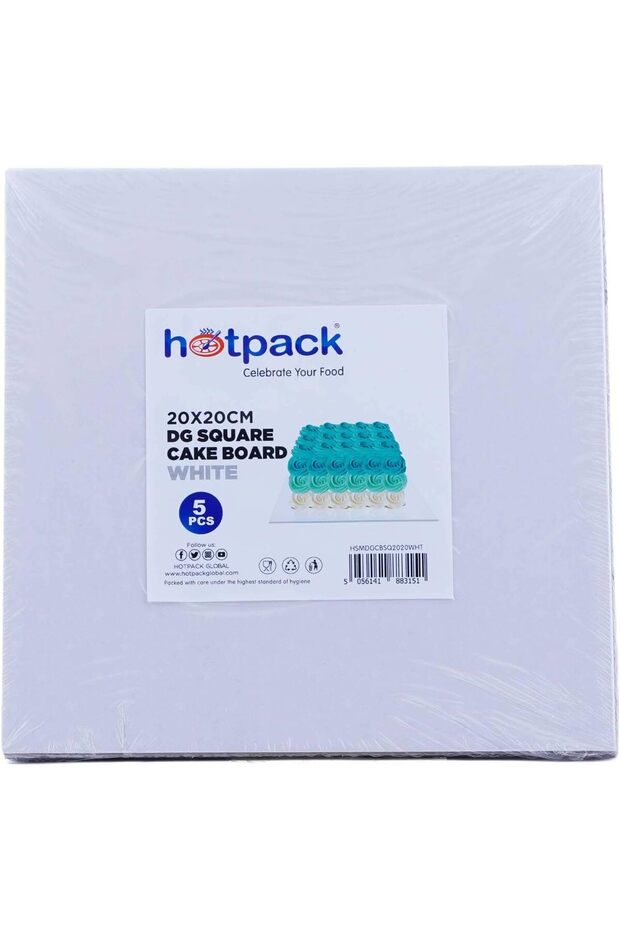 Square Cake White Boards 20cm x 20cm, 5 Pieces