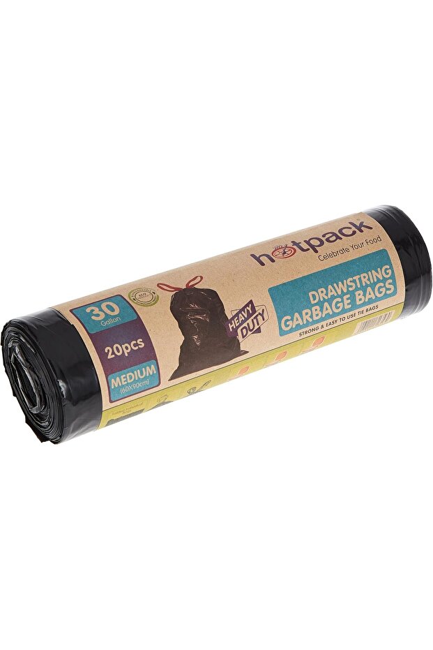 Drawstring Garbage Bags 60x90cm 20 Count 30 Gallon