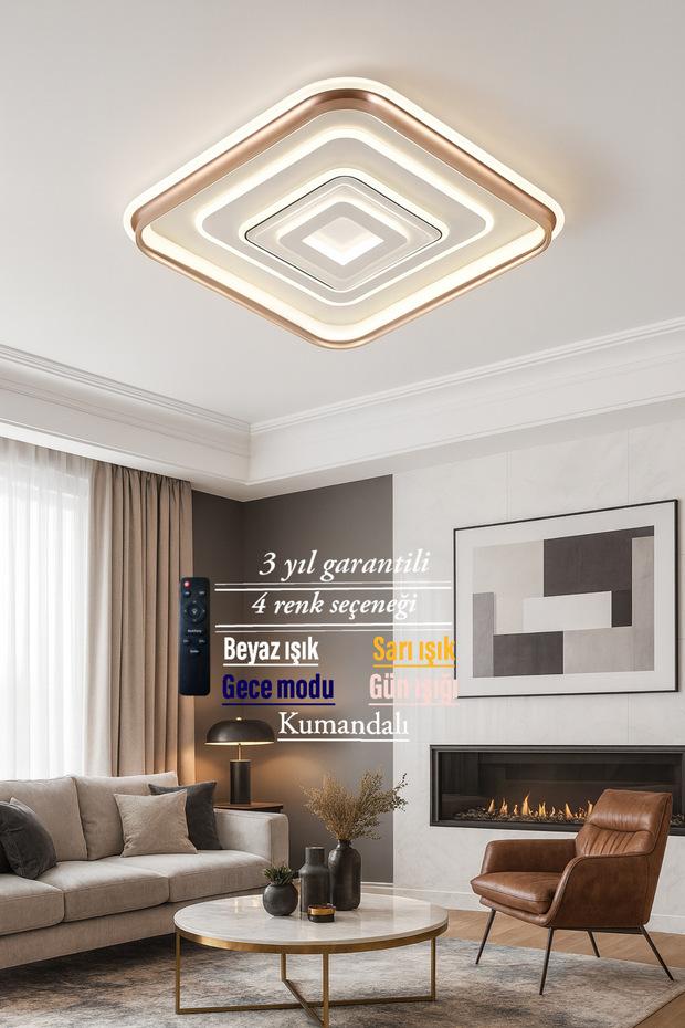 Lucent Modern Lüks Kare Plafonyer Avize - 2