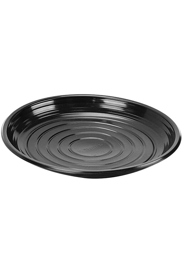 Round Plastic Black Plates 8 Inch, 25 Pieces