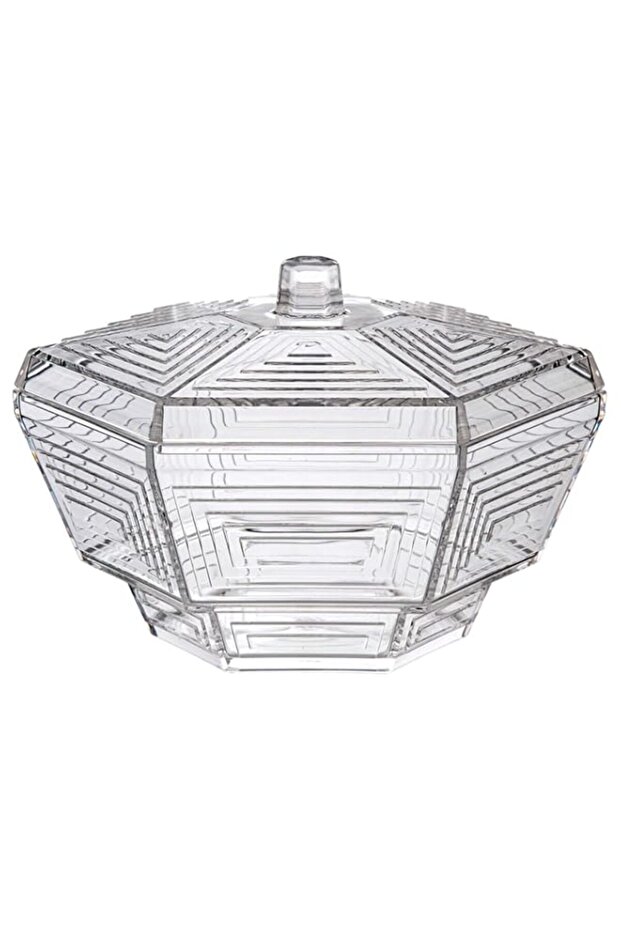 Azad Acrylic Kw- 05- 5Bl Hexagonal Large Cady Bowl With Lid - Clear, S0110714
