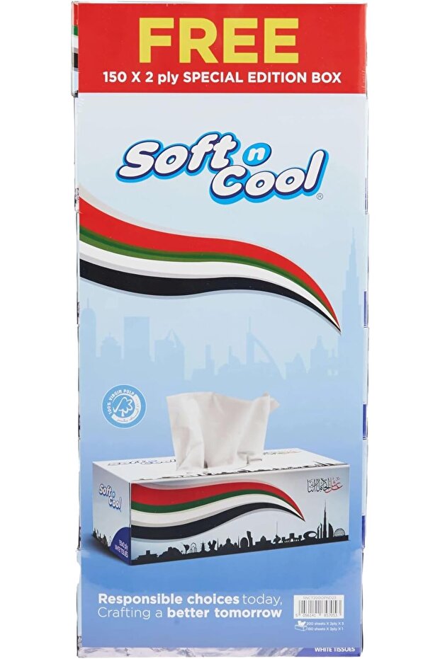 UAE National Day Tissue 200 Sheets 5 BOXES + 1 BOX OF 150 SHEETS OFFER PACK