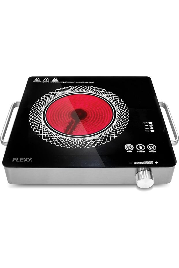 طباخ الأشعة تحت الحمراء بقوة 2000 واط مع عنصر تسخين سيراميك، وشاشة لمس رقمية للتحكم، ومؤقت قابل للتعديل - 1