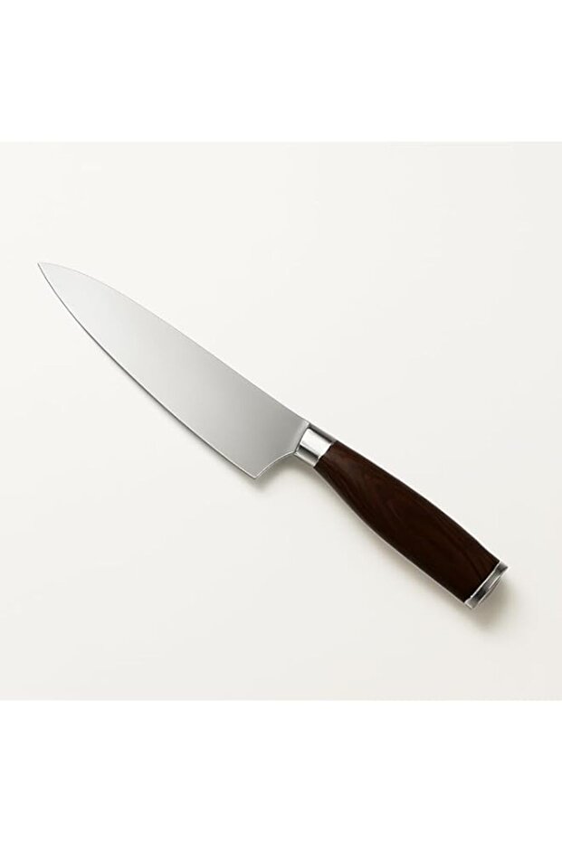 Professional Chef's Knife, 20cm Stainless Steel Blade, Wooden Handle, Kitchen Cutting Tool
