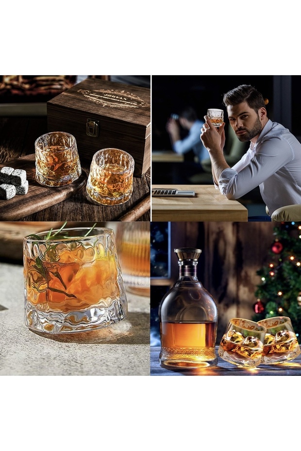 Set of 6 elegant glasses made of transparent glass with artistic design and inclined convex bottom - 5