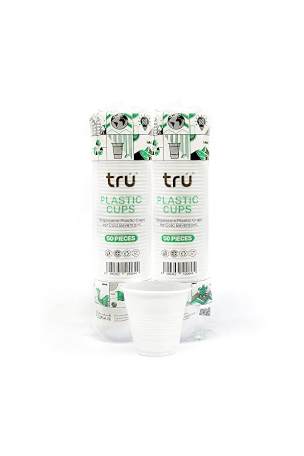 tru® Plastic Cup White Disposable Drinking Cup 5 oz (50pc x 2pkt) 100 Pc