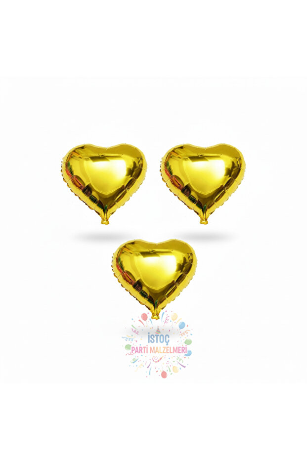 Gold Color Heart Foil Balloon 3 Pieces