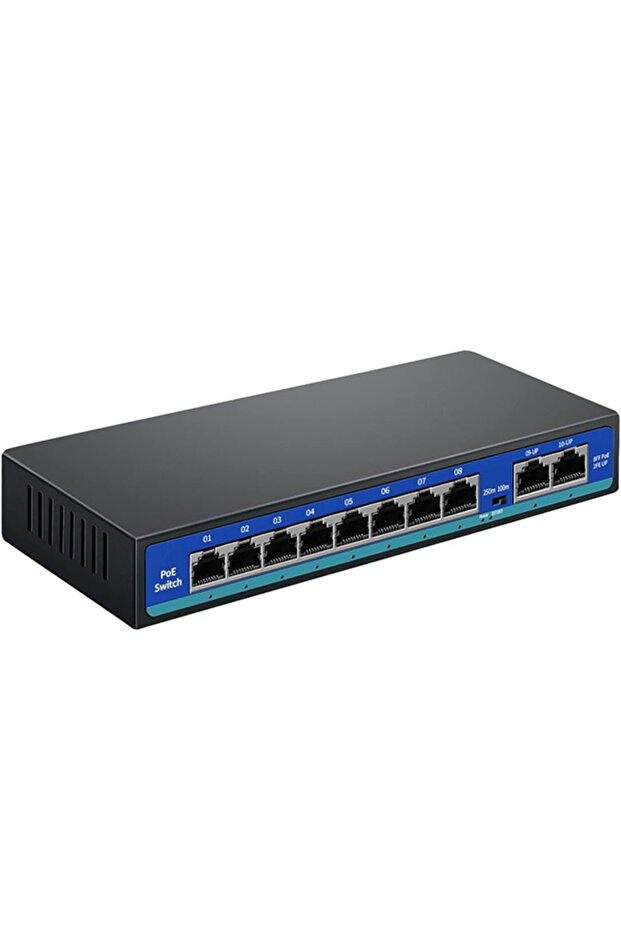 8 Port Poe Swicth Gigabit 30w - 90w Destekli 8 port in 2 Uplink 100/1000 - 2