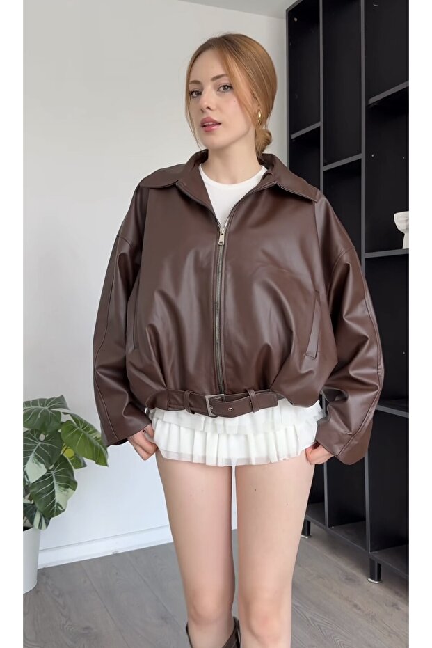 Premium Oversized Bomber Leather Jacket - 2