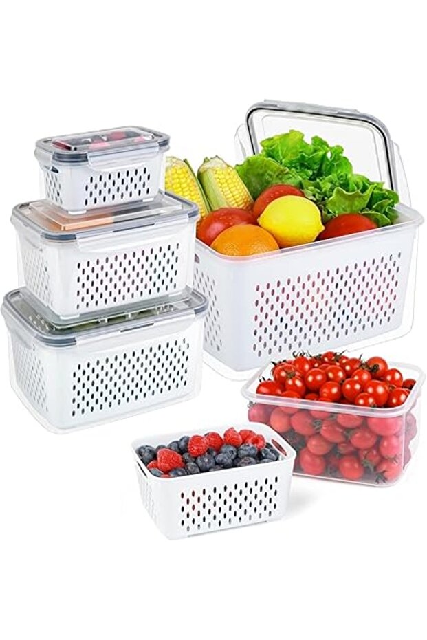 Fruit Storage Containers Fridge Airtight Boxes Removble Colnders To Keep Produce Fresh